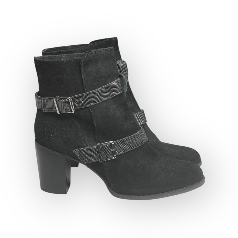 Paula Bahia ✿ Suede Double Buckle Wrap Strap Engineer Boots ✿ Black ✿ 39 8.5 9M - Picture 2 of 16